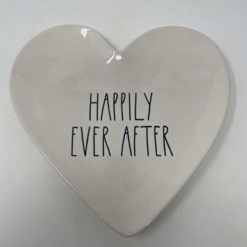 Rae Dunn Happily Ever After Heart Shaped Ceramic Plate - Picture 2 of 6